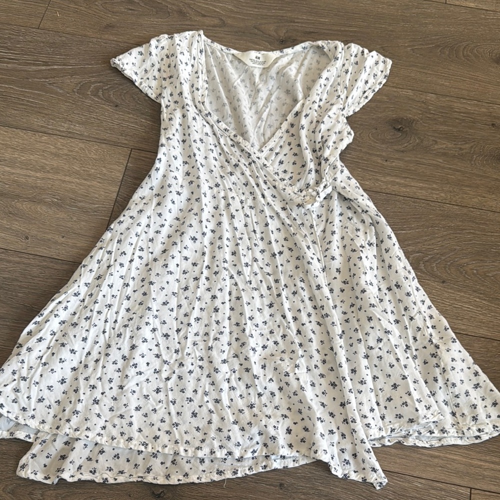 H&M Asymmetrical Wrap Sundress White and Black